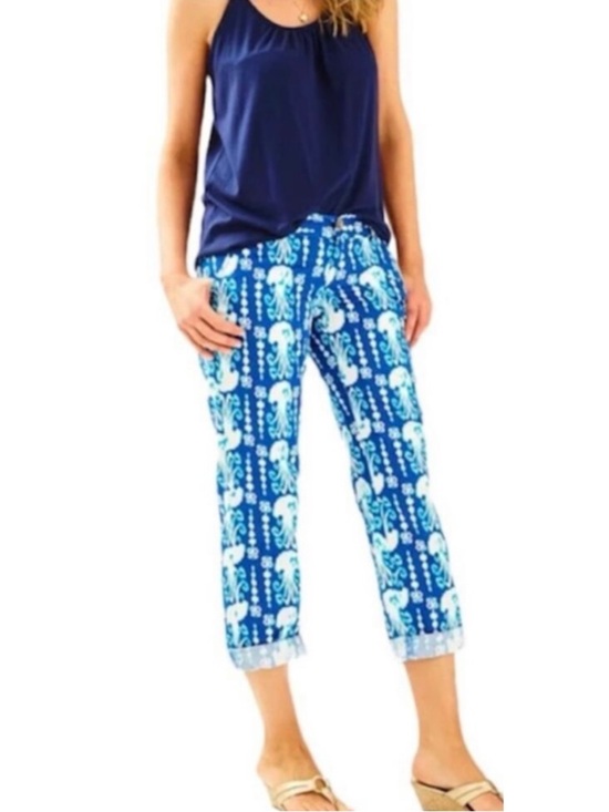 Lilly Pulitzer Pants - NWT LILLY PULITZER | Cocoanut Walk Get in Line Blue White Crop Pants Sz. 0
